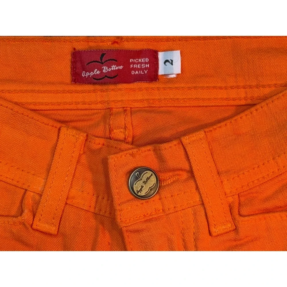 VTG Y2K Apple Bottoms Orange Capri Jeans Women's Size 2 Embroidered Logo NWOT - Picture 10 of 11